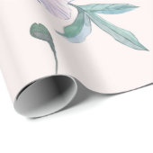 Blush Roze en Blauw Bloemen Waterverf Cadeaupapier (Rol Hoek)