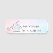 Blush roze en blauw tandheelkundige assistent logo naamplaatje (Voorkant)