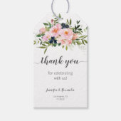 Blush Roze en Blauwe bloemen Cadeaulabel (Voorkant)