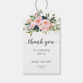 Blush Roze en Blauwe bloemen Cadeaulabel