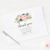 Blush Roze en Blauwe bloemen Vierkante Sticker (Envelop)