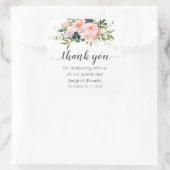 Blush Roze en Blauwe bloemen Vierkante Sticker (Tas)