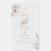 Blush Roze en Blauwe Waterverf Bloemenbruiloft Acryl Bord (Hoek)