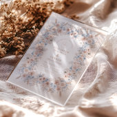 Blush Roze en Blauwe Waterverf Bloemenbruiloft Acryl Uitnodigingen