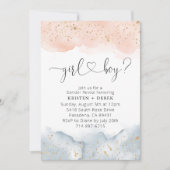 Blush Roze en Blauwe Waterverf Gender Reveal Kaart (Voorkant)