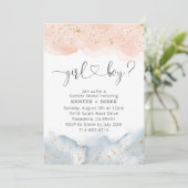 Blush Roze en Blauwe Waterverf Gender Reveal Kaart (Staand voorkant)