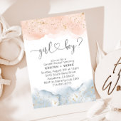 Blush Roze en Blauwe Waterverf Gender Reveal Kaart