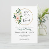 Blush Roze en Blauwgroen Bloemen Vrijgezellenfeest Kaart (Staand voorkant)