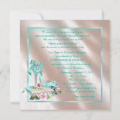 Blush Roze en Blauwgroen Hoge Hak Shoe Quinceanera Kaart (Achterkant)