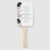 Blush roze en Blue Botanical Floral Wedding Handwaaier (Achterkant)