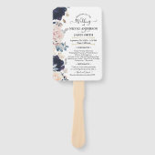 Blush roze en Blue Botanical Floral Wedding Handwaaier (Voorkant)