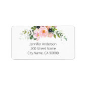 Blush roze en Blue Floral Etiket (Voorkant)