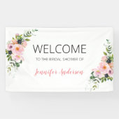 Blush roze en Blue Floral Welcome Spandoek (Horizontaal)