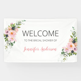 Blush roze en Blue Floral Welcome Spandoek