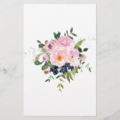 Blush Roze en Blue Flowers Bingo Kaart (Achterkant)