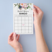 Blush Roze en Blue Flowers Bingo Kaart (Hand)