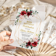 Blush Roze en Bourgogne Roos 80 Birthday