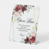 Blush Roze en Bourgogne Roos Open Bar Reclamebord Met Voetstuk (Voorkant)