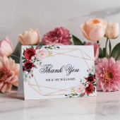 Blush roze en Bourgogne Roos Weddenschap Hartelijk Bedankkaart