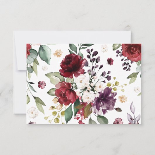 Blush roze en Bourgogne Roos Weddenschap RSVP-kaar RSVP Kaartje (Achterkant)