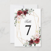 Blush roze en Bourgogne Roos Wedstrijknummer Kaart (Voorkant)