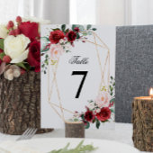 Blush roze en Bourgogne Roos Wedstrijknummer Kaart