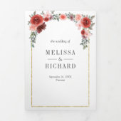 Blush Roze en Bourgondische Bloemen Alles in een b Drieluik Uitnodiging (Cover)