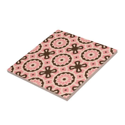 Blush roze en Brown Boho Chic Geometric Pattern Tegeltje (Zijkant)