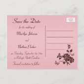 Blush Roze en bruine Floral Save the Date Kaart (Achterkant)