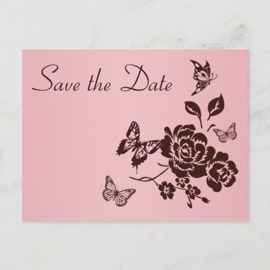 Blush Roze en bruine Floral Save the Date Kaart (Voorkant)