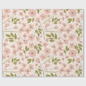Blush roze en Cream  Floral Pattern Cadeaupapier (Vlak)