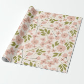 Blush roze en Cream  Floral Pattern Cadeaupapier (Uitgerold)