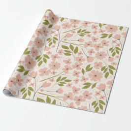 Blush roze en Cream  Floral Pattern Cadeaupapier