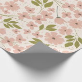 Blush roze en Cream  Floral Pattern Cadeaupapier (Hoek)