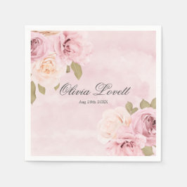 Blush Roze en Cream Rozen Chic Vrijgezellenfeest Servet