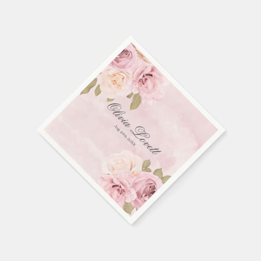 Blush Roze en Cream Rozen Chic Vrijgezellenfeest Servet (Hoek)