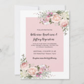 Blush Roze en Cream Waterverf Rozen Bruiloft Kaart (Voorkant)