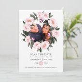 Blush Roze en Deep Velvet Foto Bruiloft Save The Date (Staand voorkant)