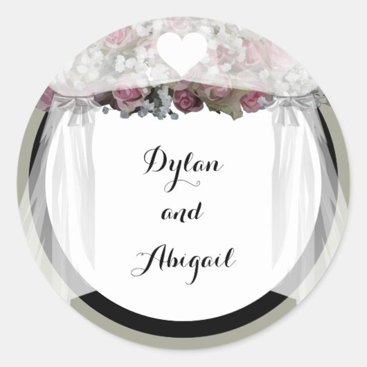 Blush roze en Dusty Green Wedding Sticker (Voorkant)