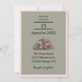 Blush Roze en Dusty Sage Green Wedding Invitation Kaart (Achterkant)
