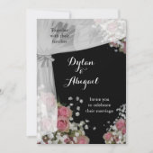 Blush Roze en Dusty Sage Green Wedding Invitation Kaart (Voorkant)