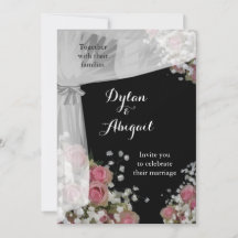 Blush Roze en Dusty Sage Green Wedding Invitation