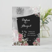 Blush Roze en Dusty Sage Green Wedding Invitation Kaart (Staand voorkant)