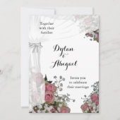 Blush Roze en Dusty Sage Green Wedding Invitation Kaart (Voorkant)