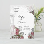 Blush Roze en Dusty Sage Green Wedding Invitation Kaart (Staand voorkant)