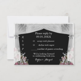 Blush Roze en Dusty Sage Wedding RSVP Uitnodiging