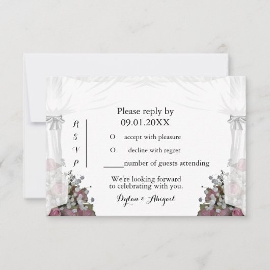 Blush Roze en Dusty Sage Wedding RSVP Uitnodiging (Voorkant)