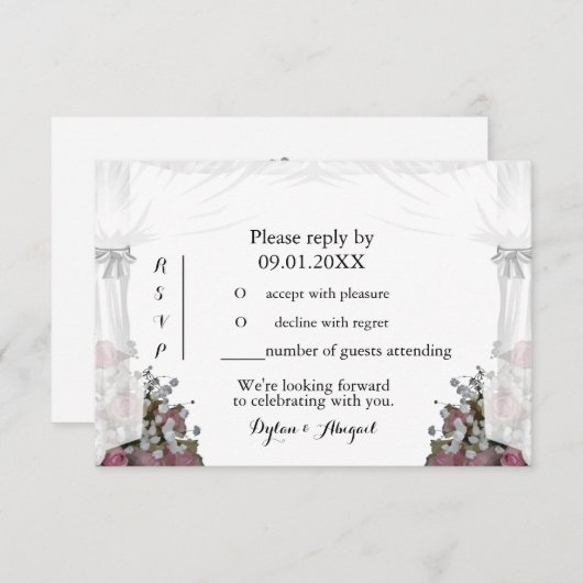 Blush Roze en Dusty Sage Wedding RSVP Uitnodiging (Voorkant / Achterkant)