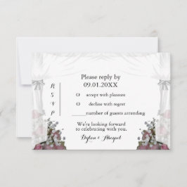 Blush Roze en Dusty Sage Wedding RSVP Uitnodiging