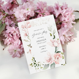 Blush roze en eucalyptus Floral Gradual Party Kaart
